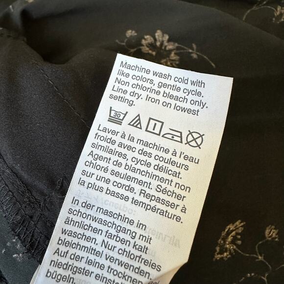 MADEWELL Button Front Day Romper Black Daisies V-Neck SS Boho Peasant - Picture 10 of 13